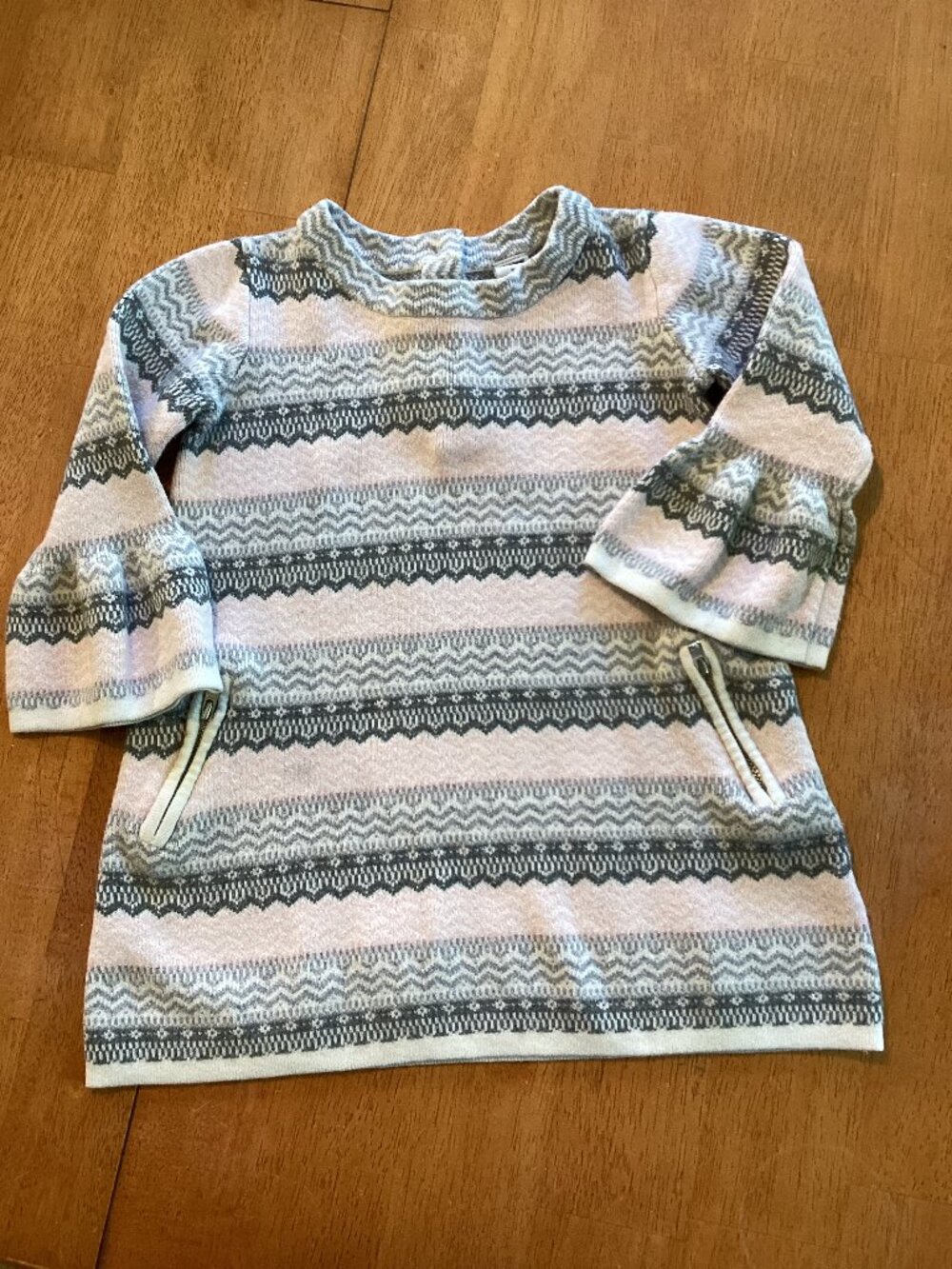 Janie and Jack Plush Pastels Fair Isle Sweater Dress Pink Gray Size 2T